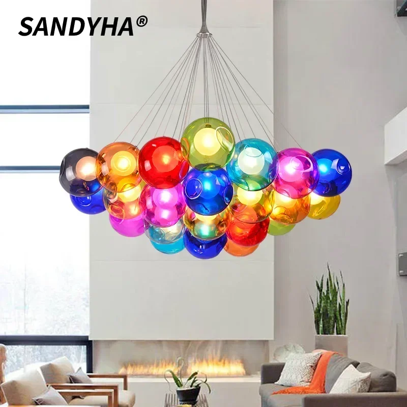SANDYHA Colorful Glass Chandeliers Lamp for Living Room Restaurant Lobby Loft LED G4 Bulb Salon Pendant Light Home Decoration
SANDYHA Colorful Glass Chandeliers Lamp for Living Room Restaurant Lobby Loft LED G4 Bulb Salon Pendant Light Home Decoration