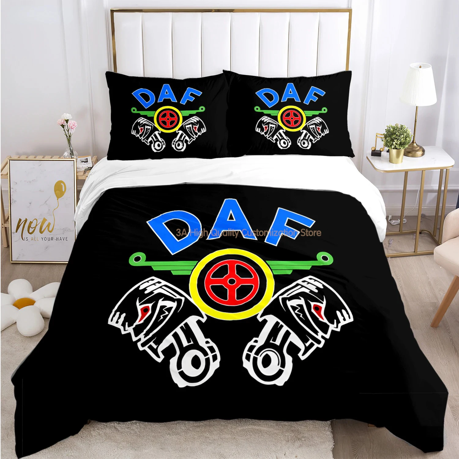 DAF Truck Logo Duvet Cover Cartoon Comforter Bedding set Soft Quilt Cover and Pillowcases for Teens Boy Single/Double/Queen/King
DAF Truck Logo Duvet Cover Cartoon Comforter Bedding set Soft Quilt Cover and Pillowcases for Teens Boy Single/Double/Queen/King