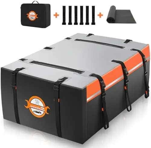 Sailnovo 20 cu ft Waterproof Roof Cargo Bag w/ Anti-Slip Mat & 6 Hooks – Fits Vehicles With/Without Roof Rack
Sailnovo 20 cu ft Waterproof Roof Cargo Bag w/ Anti-Slip Mat & 6 Hooks – Fits Vehicles With/Without Roof Rack