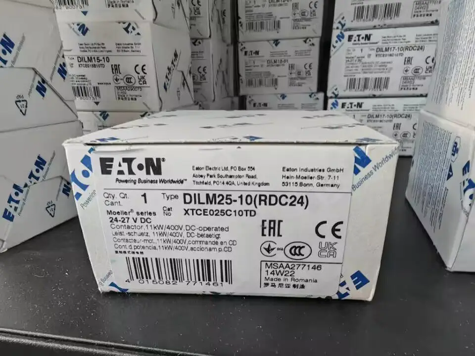 Original Eaton DILM25-10 AC Contactor 17A 7.5kW 3P 1NO For Pump Fan Motor Control
Original Eaton DILM25-10 AC Contactor 17A 7.5kW 3P 1NO For Pump Fan Motor Control