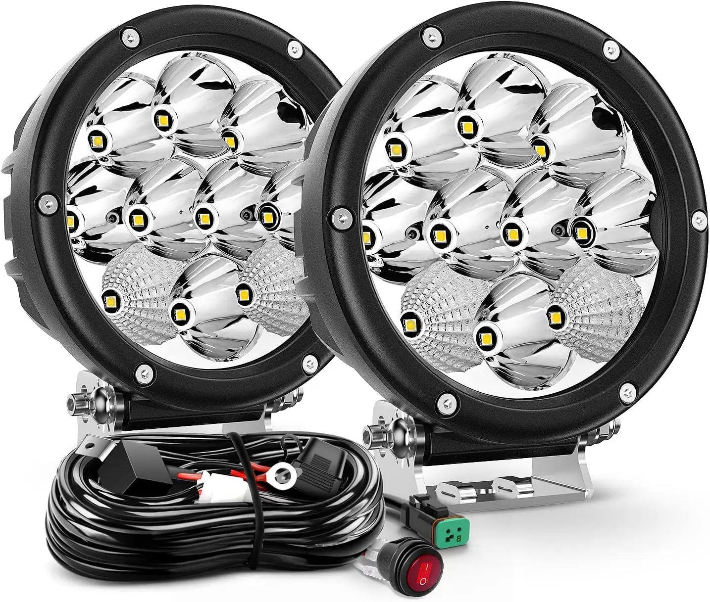 5,7-дюймовая круглая светодиодная фара 50 Вт с проводкой, 6500 лм, комбинированный свет (точечный и рассеянный) для внедорожников
5,7-дюймовая круглая светодиодная фара 50 Вт с проводкой, 6500 лм, комбинированный свет (точечный и рассеянный) для внедорожников