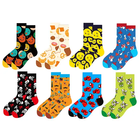 2025 Autunno inverno nuovi calzini a tubo centrale per animali calzini da uomo geometrici calzini divertenti con teschio calzini femminili con volto sorridente