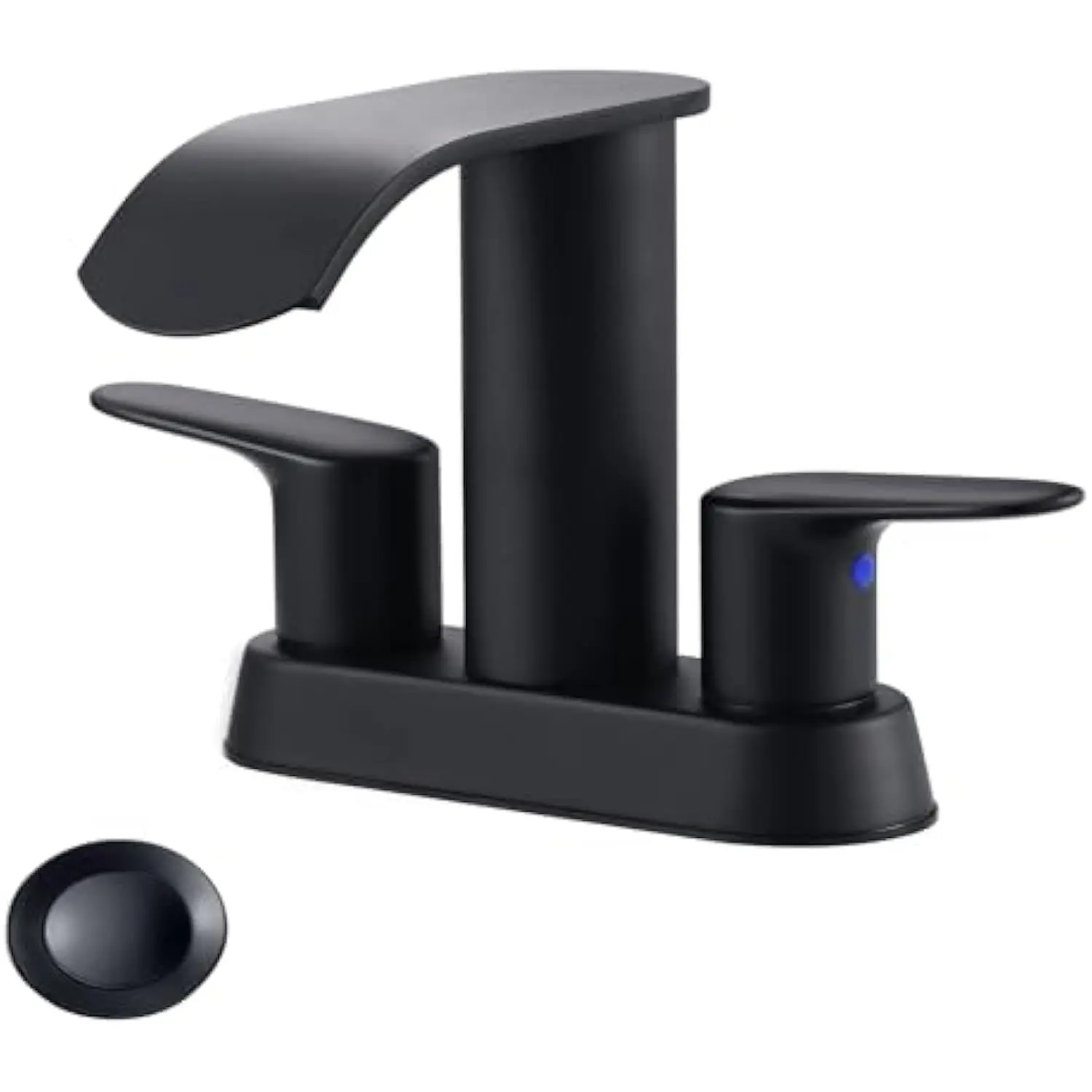 Waterfall Bathroom Sink Faucet, Matte Black Two Handles Bathroom Faucet with Metal Pop up Sink Drain Stopper, 2 or 3 Holes Bath
Waterfall Bathroom Sink Faucet, Matte Black Two Handles Bathroom Faucet with Metal Pop up Sink Drain Stopper, 2 or 3 Holes Bath