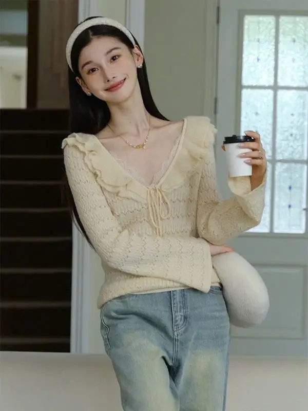 Желтый трикотажный топ с V-образным вырезом и рюшами по низу, облегающий, в корейском стиле, для повседневной носки, с длинным рукавом, цветной
Желтый трикотажный топ с V-образным вырезом и рюшами по низу, облегающий, в корейском стиле, для повседневной носки, с длинным рукавом, цветной