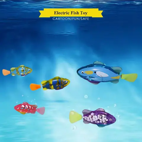 6 pièces - Jouets électroniques pour poissons de qualité supérieure pour la baignade dans l'eau, lumières LED activant la nage dans l'eau, pour le bain et les jeux aquatiques des enfants