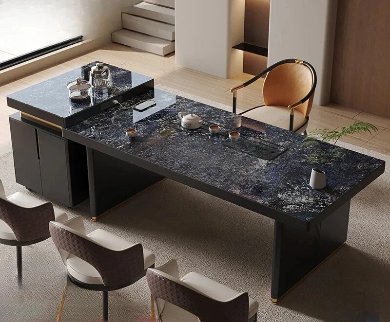 Tea table light luxury modern high-end sense simple tea making integrated high-end tea table chair combination
Tea table light luxury modern high-end sense simple tea making integrated high-end tea table chair combination
