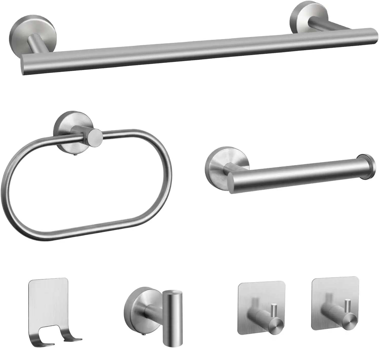 7 Pcs Bathroom Hardware Set, Brushed Nickel Stainless Steel Tower Rack Wall Mounted with 16" Towel Bar, Toilet Paper Holder
7 Pcs Bathroom Hardware Set, Brushed Nickel Stainless Steel Tower Rack Wall Mounted with 16" Towel Bar, Toilet Paper Holder