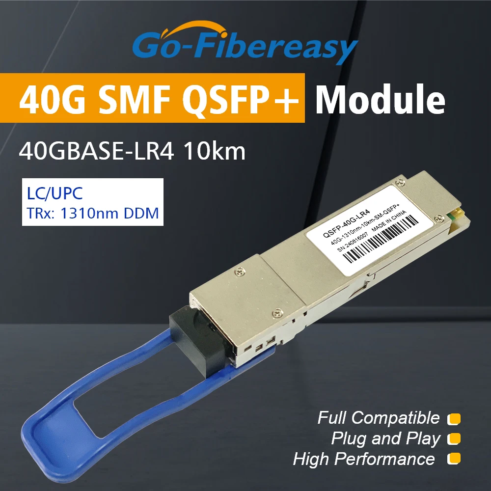 QSFP 40Gb 10km Dual LC Optical Transceiver Module SMF 1310nm 40GBASE-LR4 Compatible with Mellanox/Juniper/Huawei Fiber Switch
QSFP 40Gb 10km Dual LC Optical Transceiver Module SMF 1310nm 40GBASE-LR4 Compatible with Mellanox/Juniper/Huawei Fiber Switch
