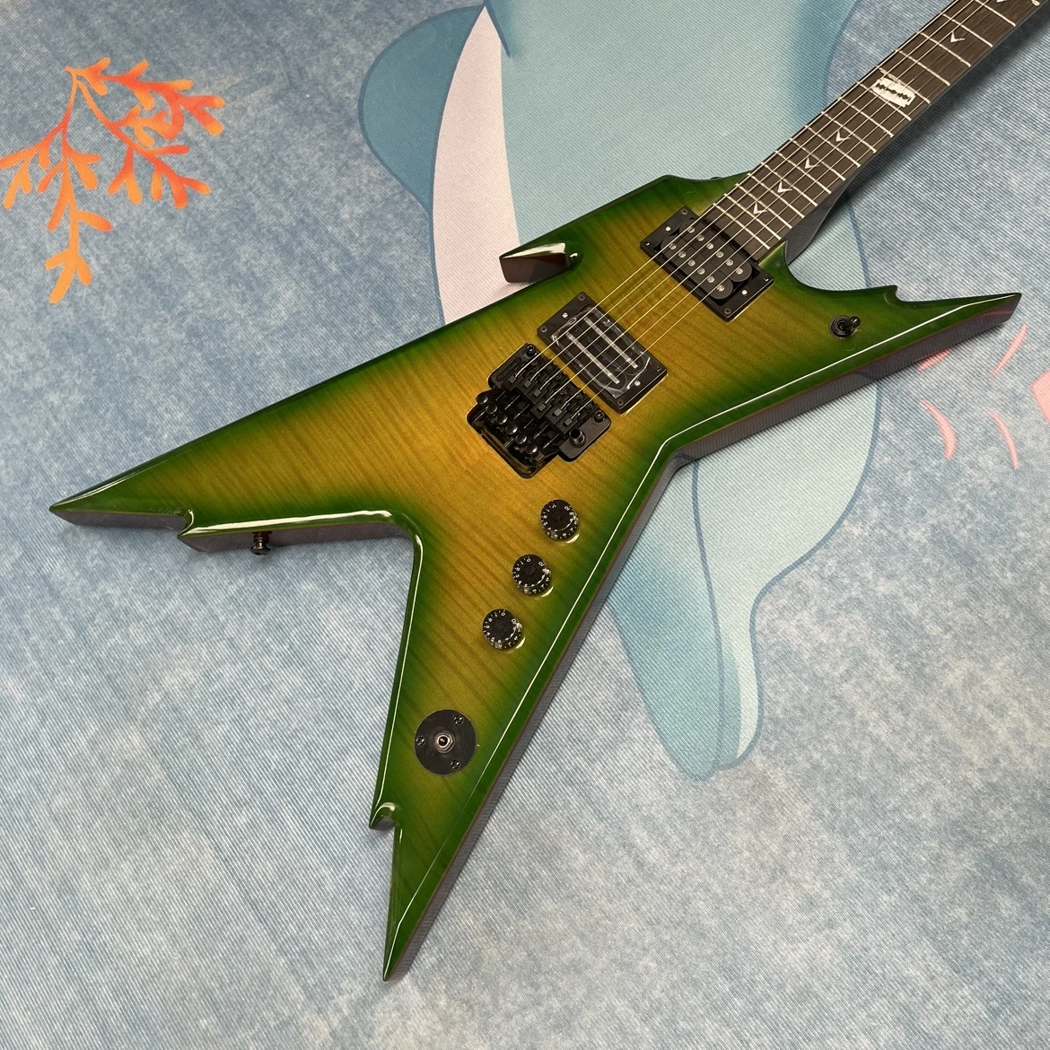 Green electric guitar with tiger-stripe maple veneer and mahogany body guitars , ideal for festival stage performances guitarra
Green electric guitar with tiger-stripe maple veneer and mahogany body guitars , ideal for festival stage performances guitarra