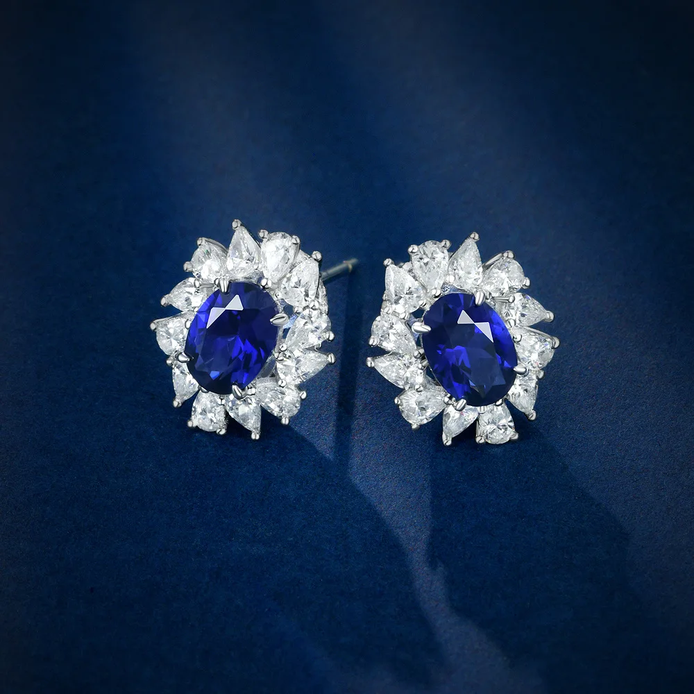 New S925 silver egg shaped blue 5 * 7 royal blue/emerald/red gemstone 1 carat exquisite earrings wedding jewelry
New S925 silver egg shaped blue 5 * 7 royal blue/emerald/red gemstone 1 carat exquisite earrings wedding jewelry