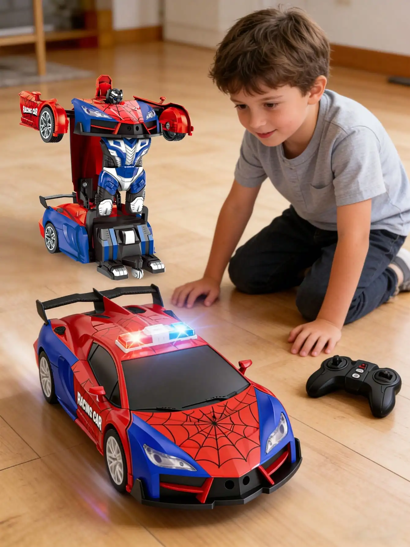 1:18 RC Transformable Car Robot, 2.4GHz Spider RC Vehicle With LED Lights, One-Key Deformation Gift For Kids 3-9
1:18 RC Transformable Car Robot, 2.4GHz Spider RC Vehicle With LED Lights, One-Key Deformation Gift For Kids 3-9