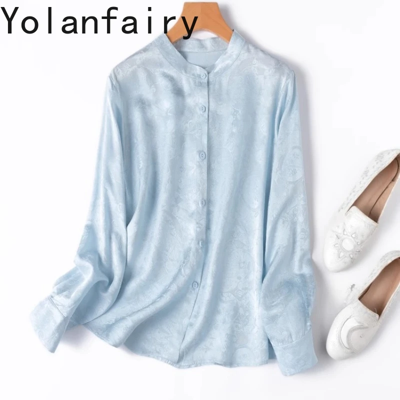 YOLANFAIRY 19mm 100% Real Mulberry Silk Long Sleeve Shirts Woman Spring Summer Jacquard Breathable Loose Womens Tops White Shirt
YOLANFAIRY 19mm 100% Real Mulberry Silk Long Sleeve Shirts Woman Spring Summer Jacquard Breathable Loose Womens Tops White Shirt