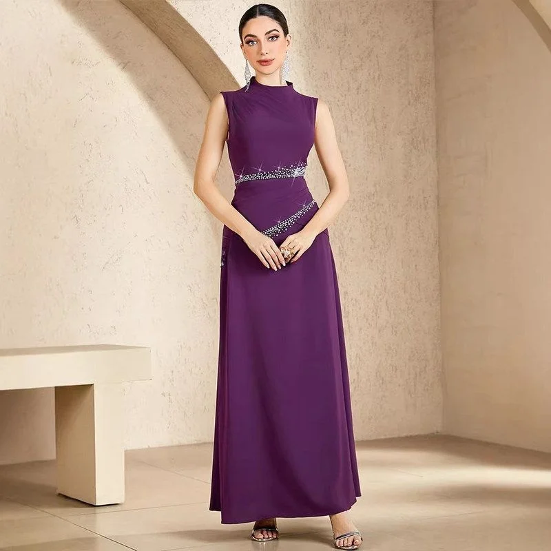 Sexy Shoulder Bared Diamond Embellished Sleeveless Bodycon Dress for Evening Party High Waist Linen Blend Fabric Fitted Skirt
Sexy Shoulder Bared Diamond Embellished Sleeveless Bodycon Dress for Evening Party High Waist Linen Blend Fabric Fitted Skirt