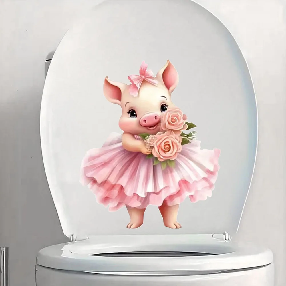 Adorable Pig in Pink Ballet Dress with Bouquet Vinyl Sticker Bright Bathroom for Home Decoration, Art Wall Paper
Adorable Pig in Pink Ballet Dress with Bouquet Vinyl Sticker Bright Bathroom for Home Decoration, Art Wall Paper