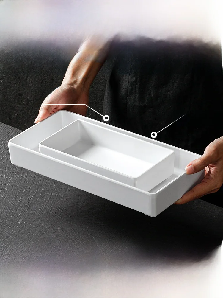 White Rectangular Melne Plastic Charcuterie Display Plate Commercial Use Deep Di Simple Sle Chinese Cuisine Serving Tray
White Rectangular Melne Plastic Charcuterie Display Plate Commercial Use Deep Di Simple Sle Chinese Cuisine Serving Tray