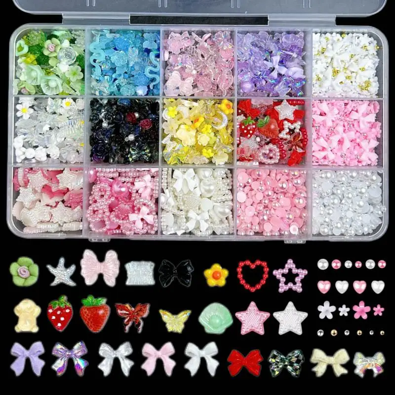 1 Box Mixed Resin Cartoon Bow Nail Art Decorations 3D Cute Heart Flowers Nail Charms Flatback Rhinestones DIY Nail Accessories
1 Box Mixed Resin Cartoon Bow Nail Art Decorations 3D Cute Heart Flowers Nail Charms Flatback Rhinestones DIY Nail Accessories