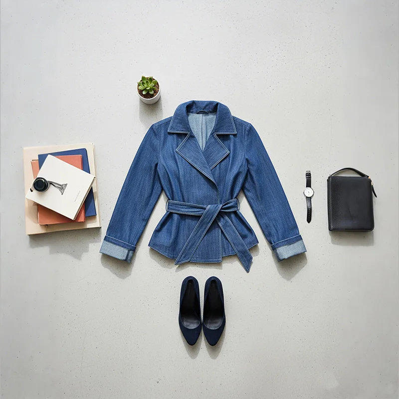 Krisstarsgirls Long Sleeves Blue Jacket for Woman 2025 Fall New Loose Tied Waist Notched Collar Casual Elegant Women's Outerwear
Krisstarsgirls Long Sleeves Blue Jacket for Woman 2025 Fall New Loose Tied Waist Notched Collar Casual Elegant Women's Outerwear