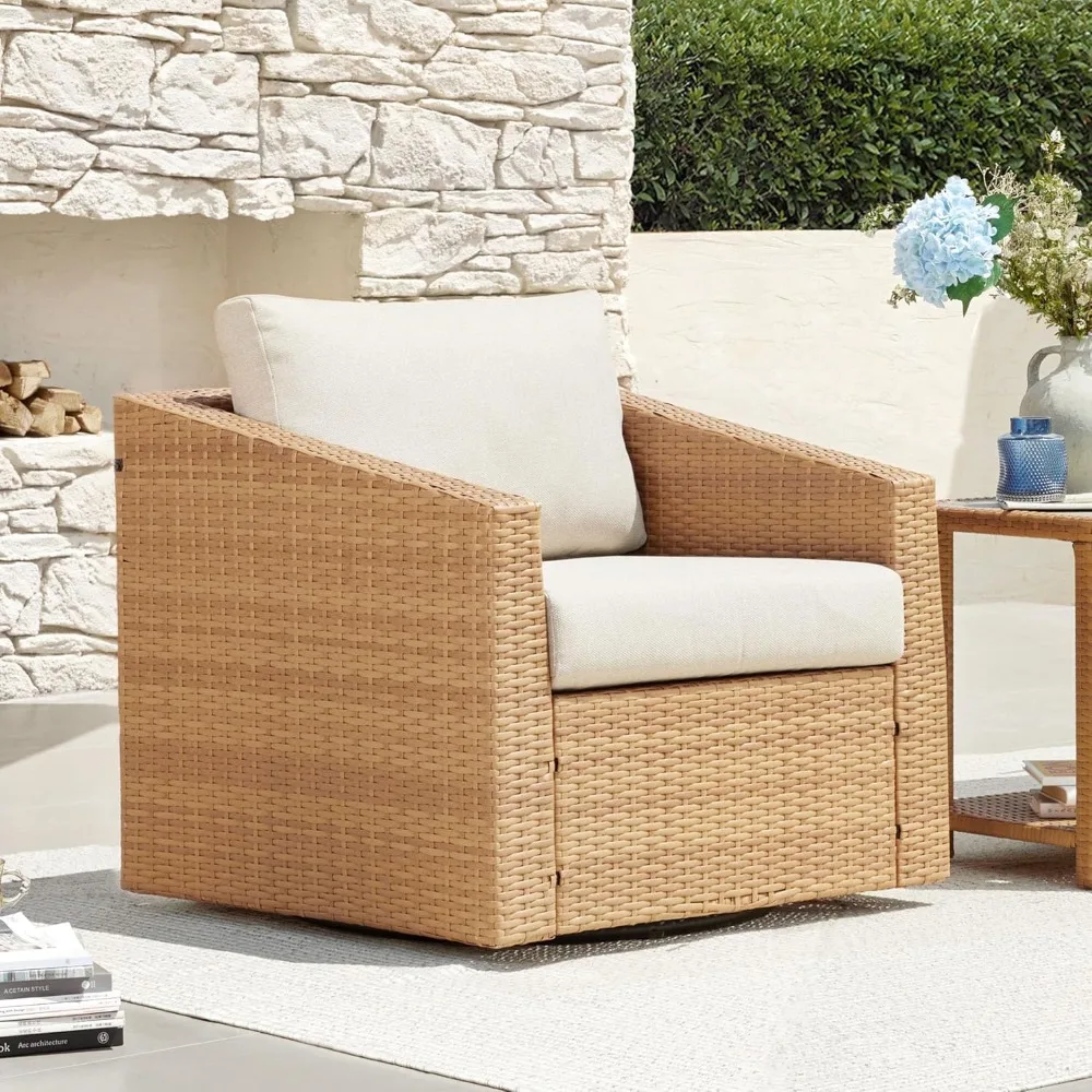 Patio Wicker Chair, 360° Swivel Outdoor Rattan Chair with Thickened Cushions, Customized
Patio Wicker Chair, 360° Swivel Outdoor Rattan Chair with Thickened Cushions, Customized