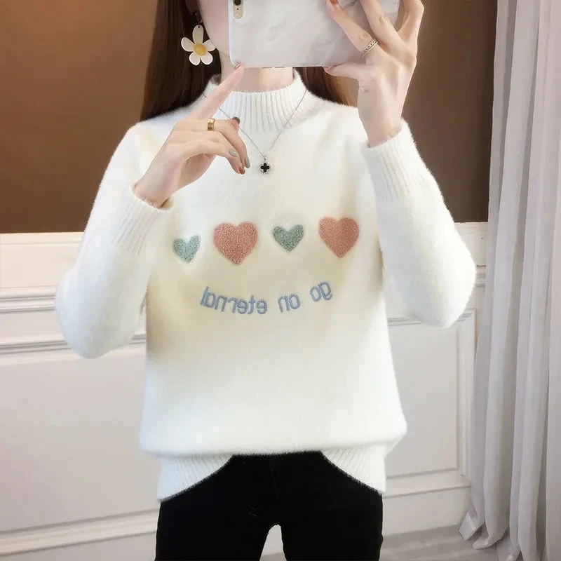 Half High Collar Knitwear Sweater Womens Clothing 2024 New Autumn Winter Thicken Warm Sweaershirt Female Loose Pullover Top
Half High Collar Knitwear Sweater Womens Clothing 2024 New Autumn Winter Thicken Warm Sweaershirt Female Loose Pullover Top