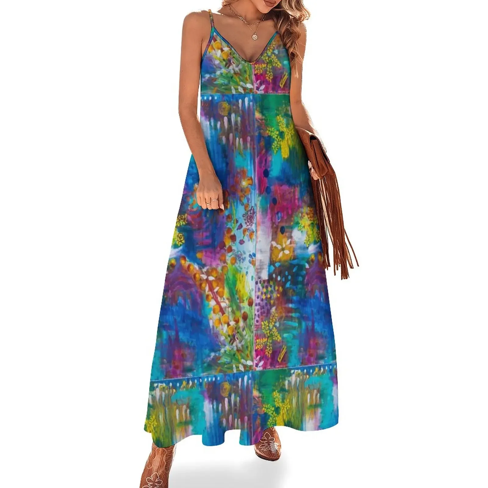 Spring Fling Colorful Abstract Floral Sleeveless Dress summer clothes for women women long dresses
Spring Fling Colorful Abstract Floral Sleeveless Dress summer clothes for women women long dresses