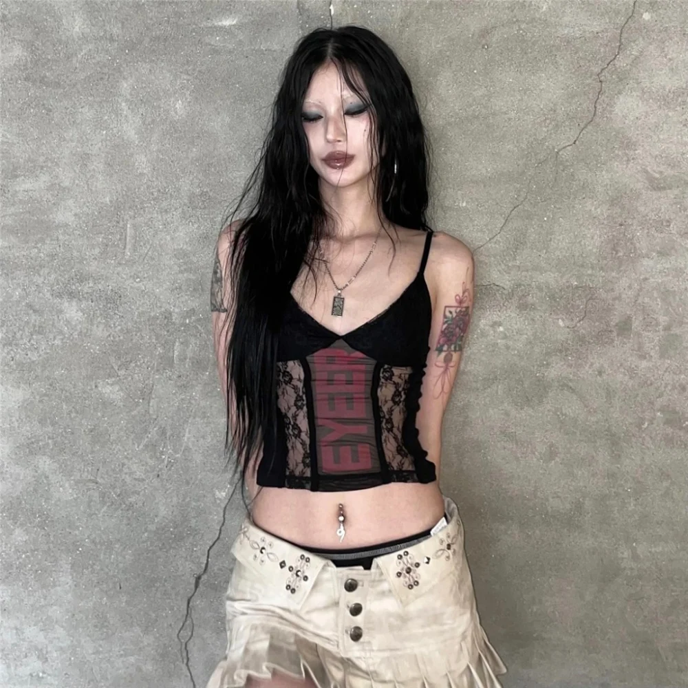 SylCue Mesh Patchwork Sling Vest Women Letter Print V-Neck Skinny Hipster Cool Summer Spicy Girl Street Style New Trend Outfits
SylCue Mesh Patchwork Sling Vest Women Letter Print V-Neck Skinny Hipster Cool Summer Spicy Girl Street Style New Trend Outfits