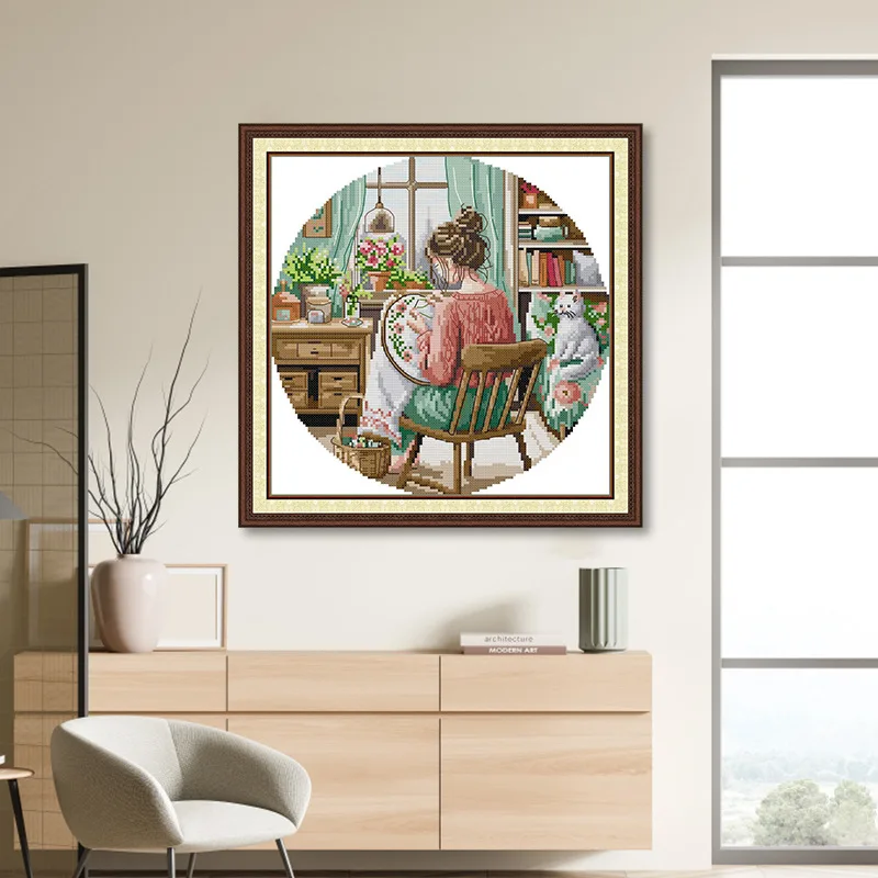 Soulgift Stamped Pre-Printed Cross Stitch Kits, 9CT/11CT/14CT/16CT Fabric With DMC Threads, Easy To Follow - Embroidered Girl 
Soulgift Stamped Pre-Printed Cross Stitch Kits, 9CT/11CT/14CT/16CT Fabric With DMC Threads, Easy To Follow - Embroidered Girl