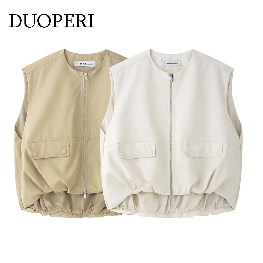 DUOPERI Women Fashion With Pockets Pleated Solid Vest Sleeveless Jackets O-Neck Waistcoat Female Chic Tank Tops
DUOPERI Women Fashion With Pockets Pleated Solid Vest Sleeveless Jackets O-Neck Waistcoat Female Chic Tank Tops