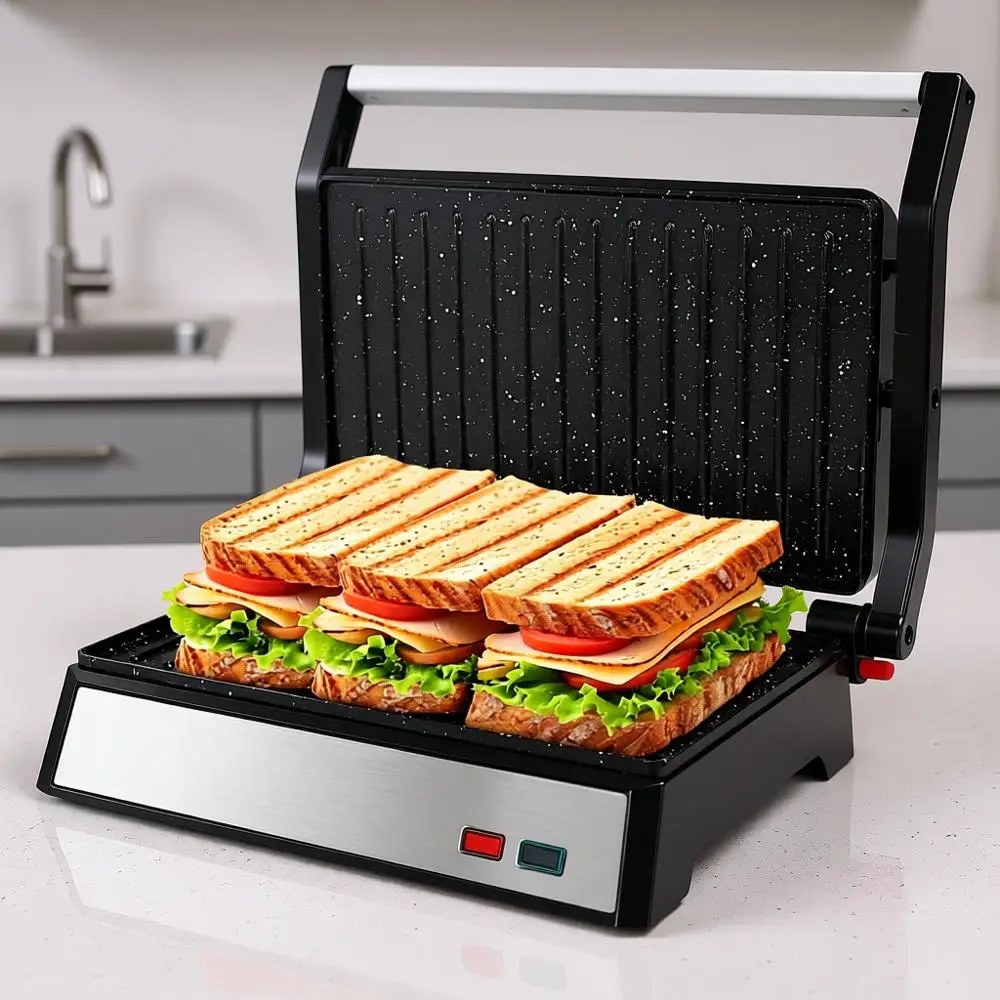 1200W Sandwich Maker and Electric Indoor Grill with Non-Stick Coated Plates, Opens 180° for Any Size Food, Stainless Steel Surfa
1200W Sandwich Maker and Electric Indoor Grill with Non-Stick Coated Plates, Opens 180° for Any Size Food, Stainless Steel Surfa