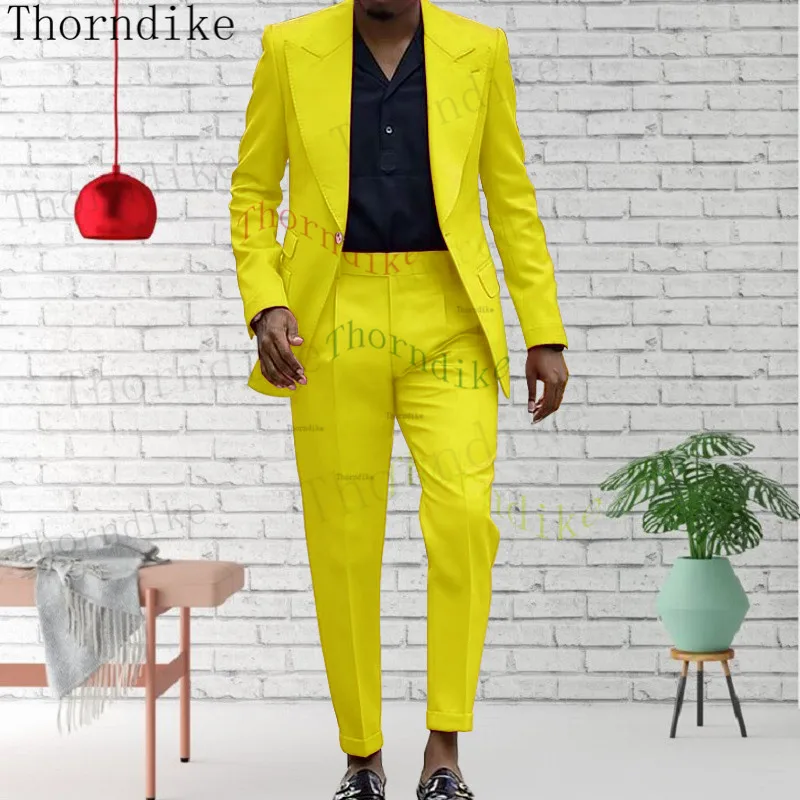 Thorndike Peak Collar Men Suits Slim Fit Yellow Mens Suit Blazer Jackets Pants 2 Piece Formal Causal Business Wedding Groom Wear
Thorndike Peak Collar Men Suits Slim Fit Yellow Mens Suit Blazer Jackets Pants 2 Piece Formal Causal Business Wedding Groom Wear