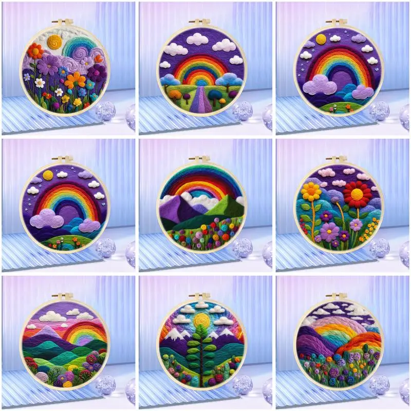 CHENISTORY Diy Wool Felt Painting Rainbow Scenery Wool Needle Felt Set Needle Felting Painting Kit For Home Decoration 
CHENISTORY Diy Wool Felt Painting Rainbow Scenery Wool Needle Felt Set Needle Felting Painting Kit For Home Decoration