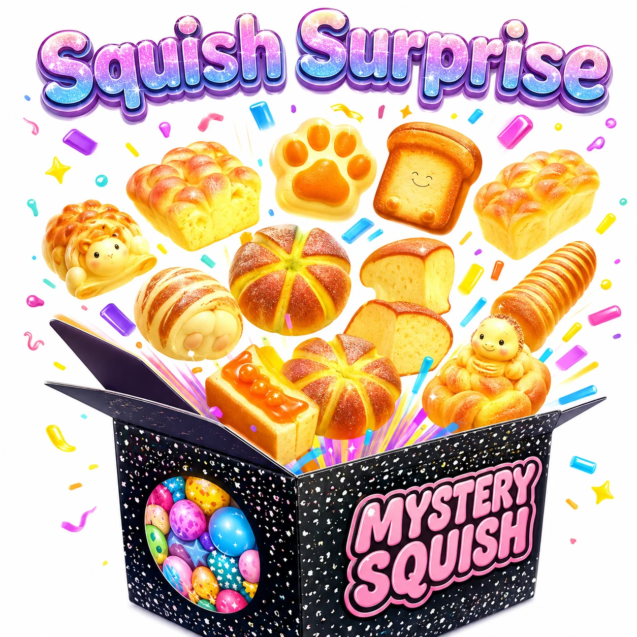 Jumbo realistic bread stress-relief toy,Multi Slow-Rising Squishy, Random Includes,These adorable bread squishies are soft, slow-rising, and incredibly satisfying
Jumbo realistic bread stress-relief toy,Multi Slow-Rising Squishy, Random Includes,These adorable bread squishies are soft, slow-rising, and incredibly satisfying
