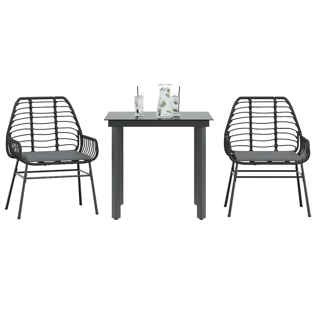 Stylish Outdoor Black Poly Rattan Dining Set for Two Person Durable 2-Seater Table and Chairs Garden Furniture 
Stylish Outdoor Black Poly Rattan Dining Set for Two Person Durable 2-Seater Table and Chairs Garden Furniture