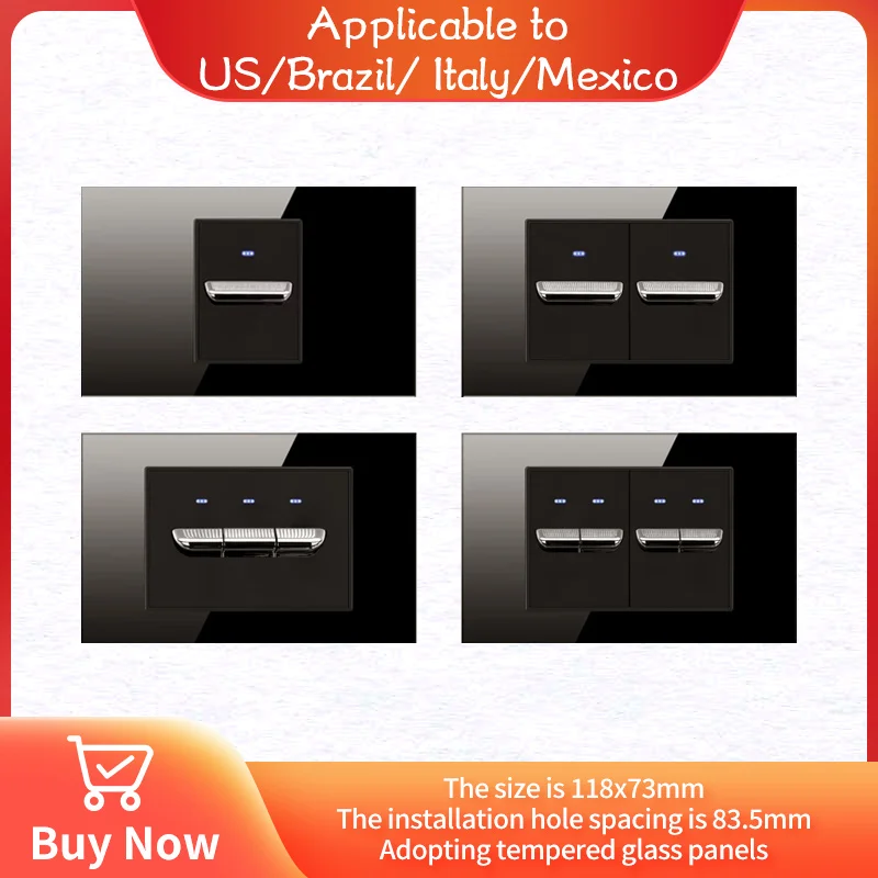 Black Reset Toggle Rectangular Wall Switch Tempered Glass Panel 4x2 Switch Socket NET TEL TV US Brazil Italy Mexico 118x73mm
Black Reset Toggle Rectangular Wall Switch Tempered Glass Panel 4x2 Switch Socket NET TEL TV US Brazil Italy Mexico 118x73mm