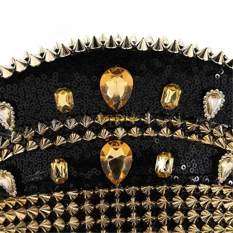 N58F Jeweled Crystal Captain Hat Party Hat Sailor Hat for Bachelorette Party Hat Versatile for Club Stage
N58F Jeweled Crystal Captain Hat Party Hat Sailor Hat for Bachelorette Party Hat Versatile for Club Stage