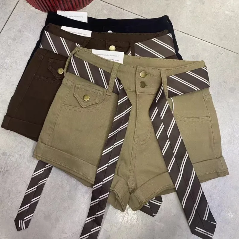Summer new style belt shorts for women loose and slim-fitting wide-leg cotton shorts
Summer new style belt shorts for women loose and slim-fitting wide-leg cotton shorts