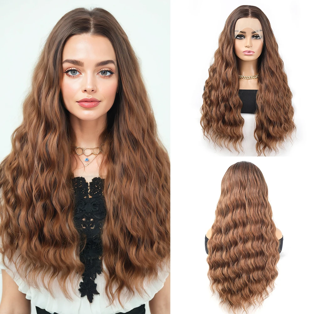Deep Wave Brown Synthetic Wig for Women 13×4 Transparent Front Lace Wig Natural Hairline Heat Resistant wigs
Deep Wave Brown Synthetic Wig for Women 13×4 Transparent Front Lace Wig Natural Hairline Heat Resistant wigs