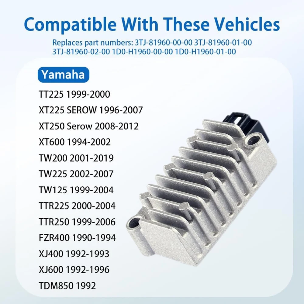 47X-81960-A3 Motorcycle Voltage Regulator Rectifier For Yamaha TT225 XT225 250 600 TW125 200 225 TTR225 250 FZR400 XJ400 600
47X-81960-A3 Motorcycle Voltage Regulator Rectifier For Yamaha TT225 XT225 250 600 TW125 200 225 TTR225 250 FZR400 XJ400 600