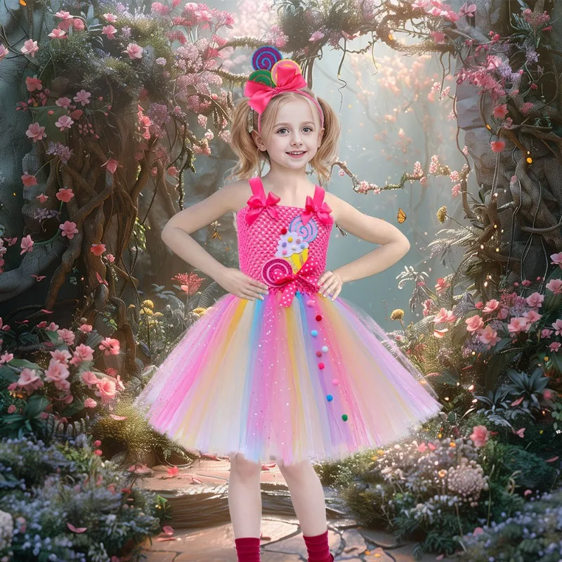 Girls Rainbow Candy Ice Cream Puffy Dress Summer Party Tutu Outfit with Glitter
Girls Rainbow Candy Ice Cream Puffy Dress Summer Party Tutu Outfit with Glitter
