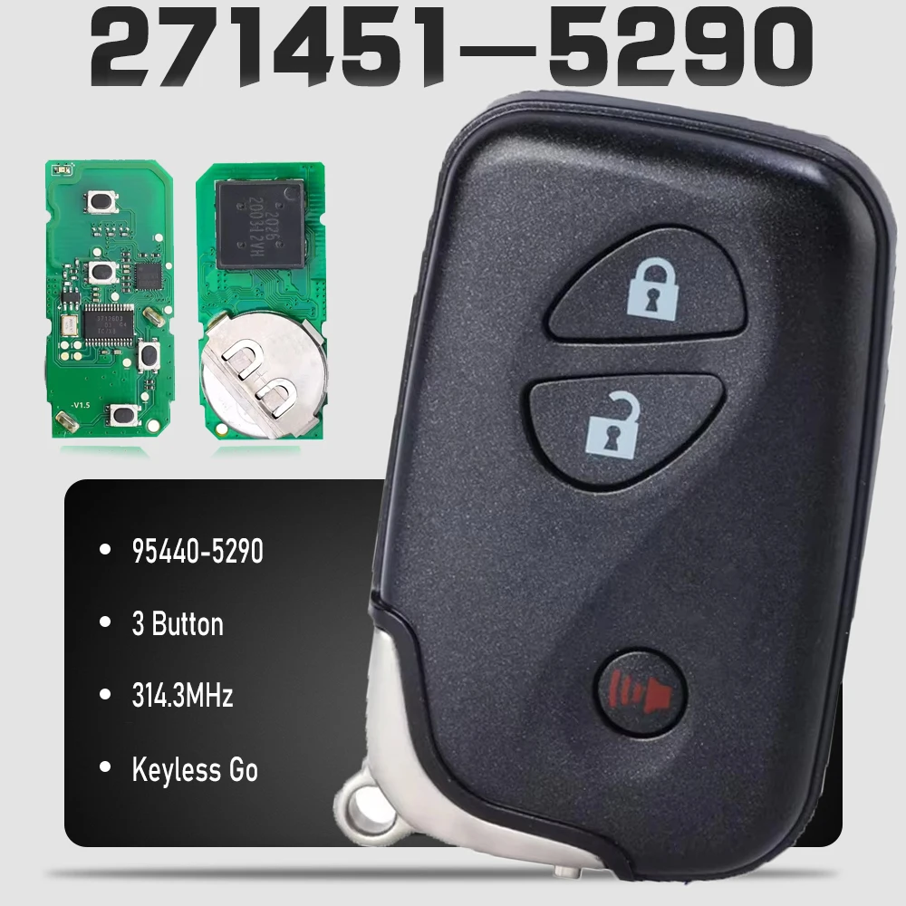 KEYECU 271451-5290 Умный дистанционный ключ 314,3 МГц Брелок без ключа для Lexus CT200H 2012 2013 2014 2015 2016 2017
KEYECU 271451-5290 Умный дистанционный ключ 314,3 МГц Брелок без ключа для Lexus CT200H 2012 2013 2014 2015 2016 2017