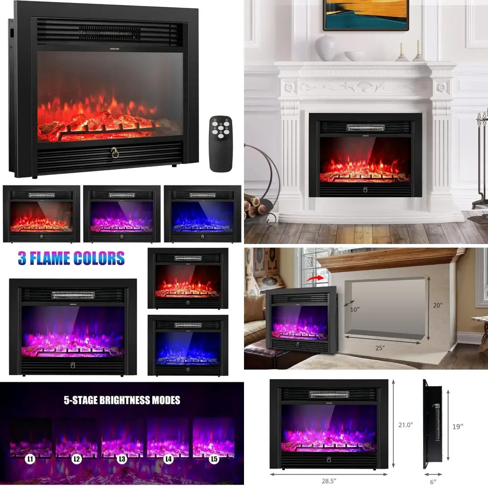 28.5 Electric Fireplace, 750W/1500W, 3 Flame Colors, 5 Burner Options, Wall Recessed & Freestanding
28.5 Electric Fireplace, 750W/1500W, 3 Flame Colors, 5 Burner Options, Wall Recessed & Freestanding