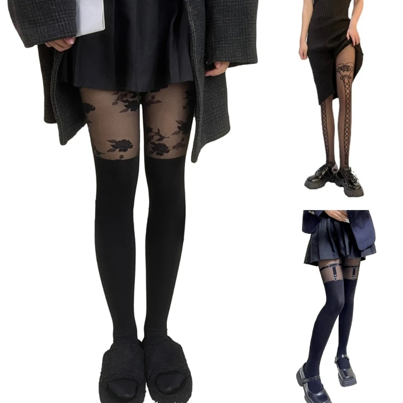 Sexy Women Faux Thigh High Socks Pantyhose Japanese JK Girl Cute Jacquard Pattern Patchwork Stockings Mock Suspender Tights
Sexy Women Faux Thigh High Socks Pantyhose Japanese JK Girl Cute Jacquard Pattern Patchwork Stockings Mock Suspender Tights