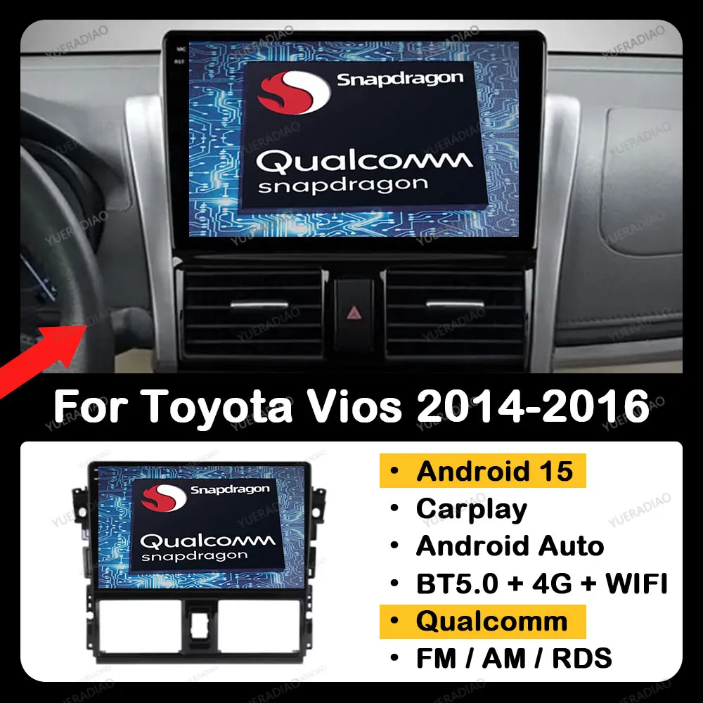 Автомобильный радиоприемник Android 15 для Toyota Vios Yaris 2014 2015 2016 GPS NAVI Мультимедийный видеоплеер Carplay Auto 2K Экран Головный блок WIFI
Автомобильный радиоприемник Android 15 для Toyota Vios Yaris 2014 2015 2016 GPS NAVI Мультимедийный видеоплеер Carplay Auto 2K Экран Головный блок WIFI