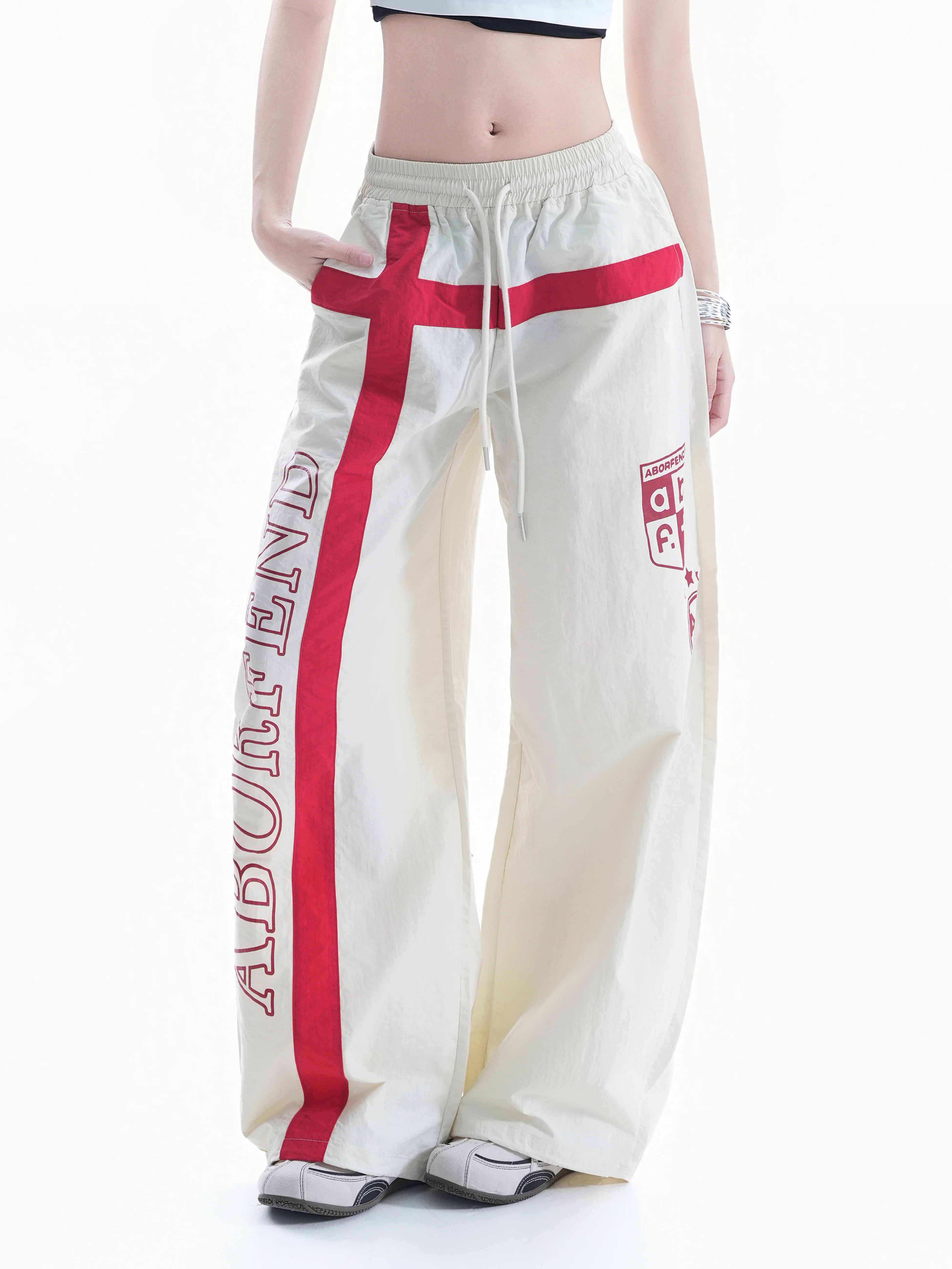 American Retro Color Block Cross Wide Leg Pants Women Loose Drawstring Sports Casual Workwear Trousers Nylon Fabric Straight Leg
American Retro Color Block Cross Wide Leg Pants Women Loose Drawstring Sports Casual Workwear Trousers Nylon Fabric Straight Leg