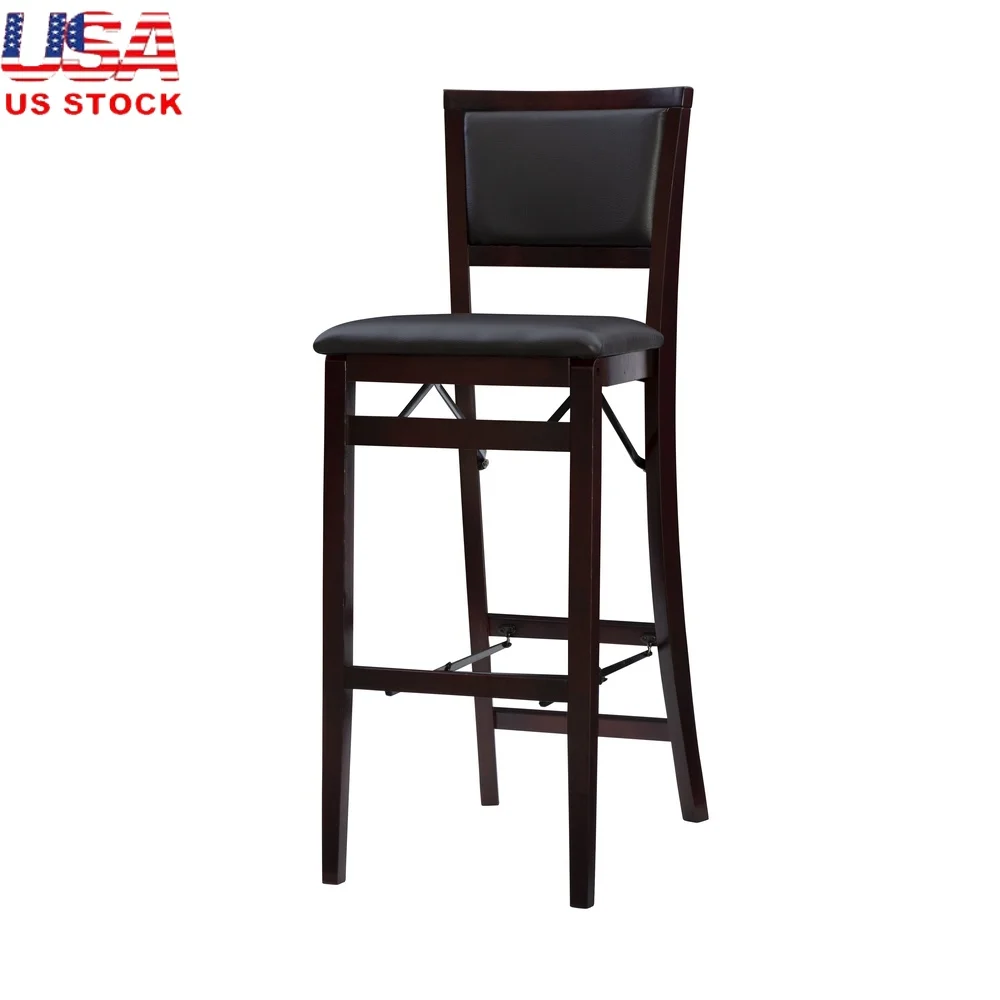 Folding Bar Stool Dark Brown Faux Leather Padded Seat Merlot Wood Frame Space Saving Design No Assembly Required
Folding Bar Stool Dark Brown Faux Leather Padded Seat Merlot Wood Frame Space Saving Design No Assembly Required