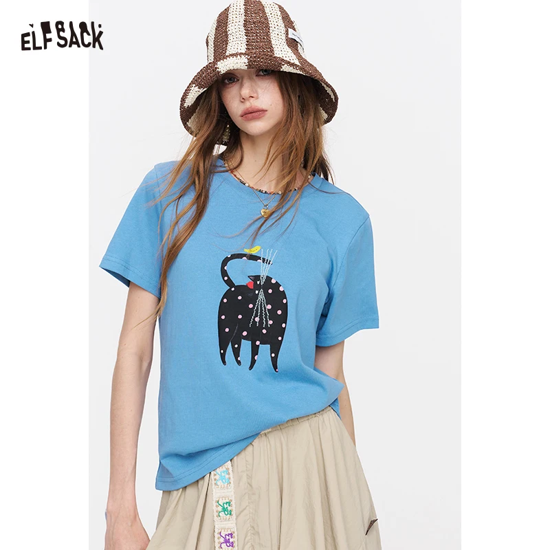 ELFSACK Cat Print Short Sleeve T-Shirt, Casual Round Neck Tee, Basic Daily Top for Women
ELFSACK Cat Print Short Sleeve T-Shirt, Casual Round Neck Tee, Basic Daily Top for Women