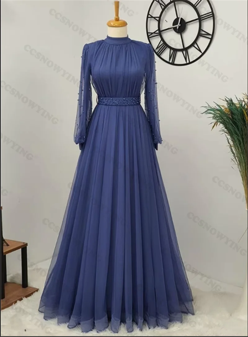 Elegant Tulle Beaded Muslim Evening Dresses Islamic Long Sleeve Formal Party Gown Hijab Women Arabic Kaftan Robe De Soiree
Elegant Tulle Beaded Muslim Evening Dresses Islamic Long Sleeve Formal Party Gown Hijab Women Arabic Kaftan Robe De Soiree