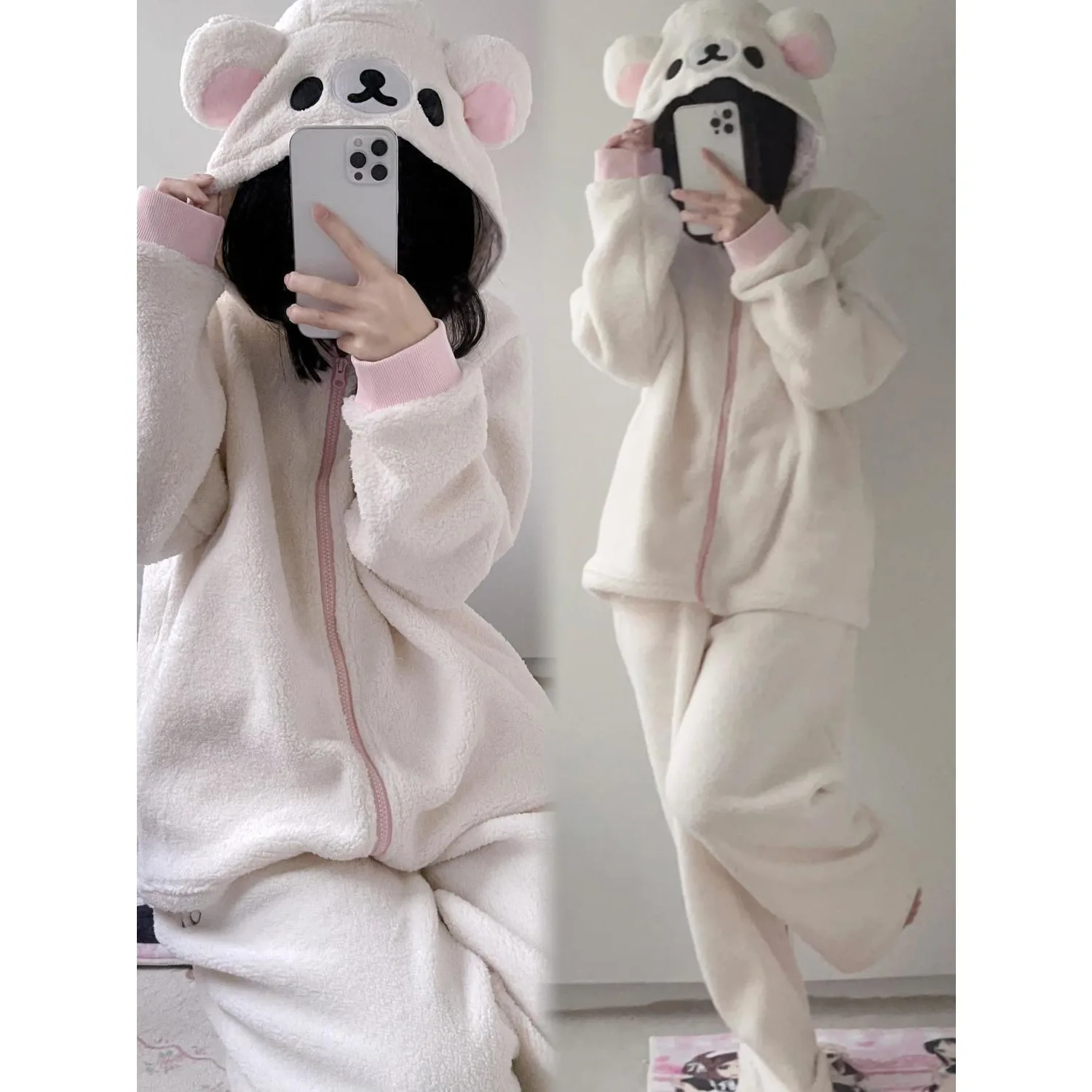 Пальто и брюки с рисунком медведя Korilakkuma, домашняя одежда для женщин, зимнее теплое утепленное свободное пальто с капюшоном, куртка в стиле Харадзюку, верхняя одежда
Пальто и брюки с рисунком медведя Korilakkuma, домашняя одежда для женщин, зимнее теплое утепленное свободное пальто с капюшоном, куртка в стиле Харадзюку, верхняя одежда