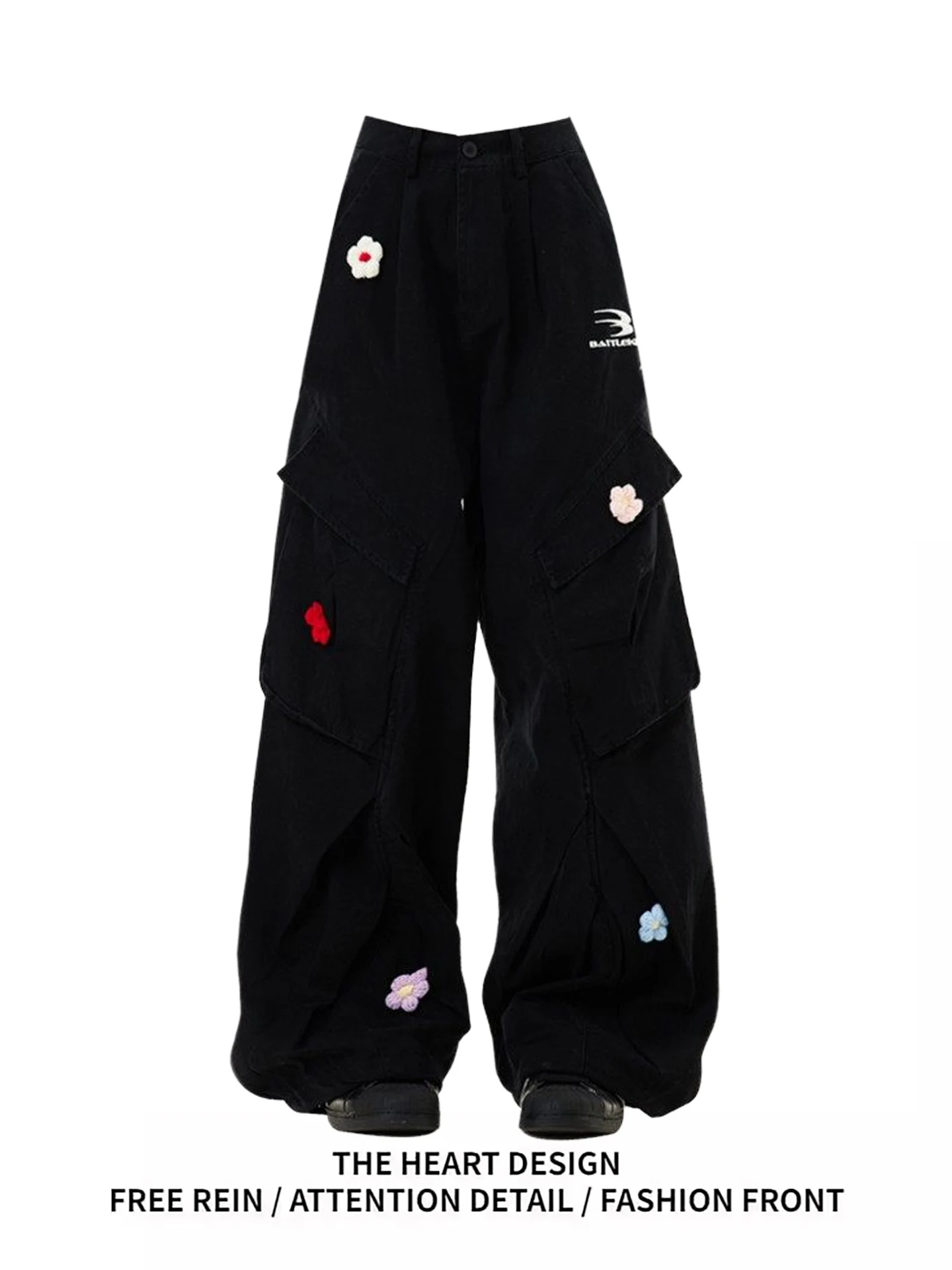 Bla Floral Embroidery Workwear Jeans Women's Early Spring Multiple kets Design American Retro Wide Leg Floor-Length Pants
Bla Floral Embroidery Workwear Jeans Women's Early Spring Multiple kets Design American Retro Wide Leg Floor-Length Pants