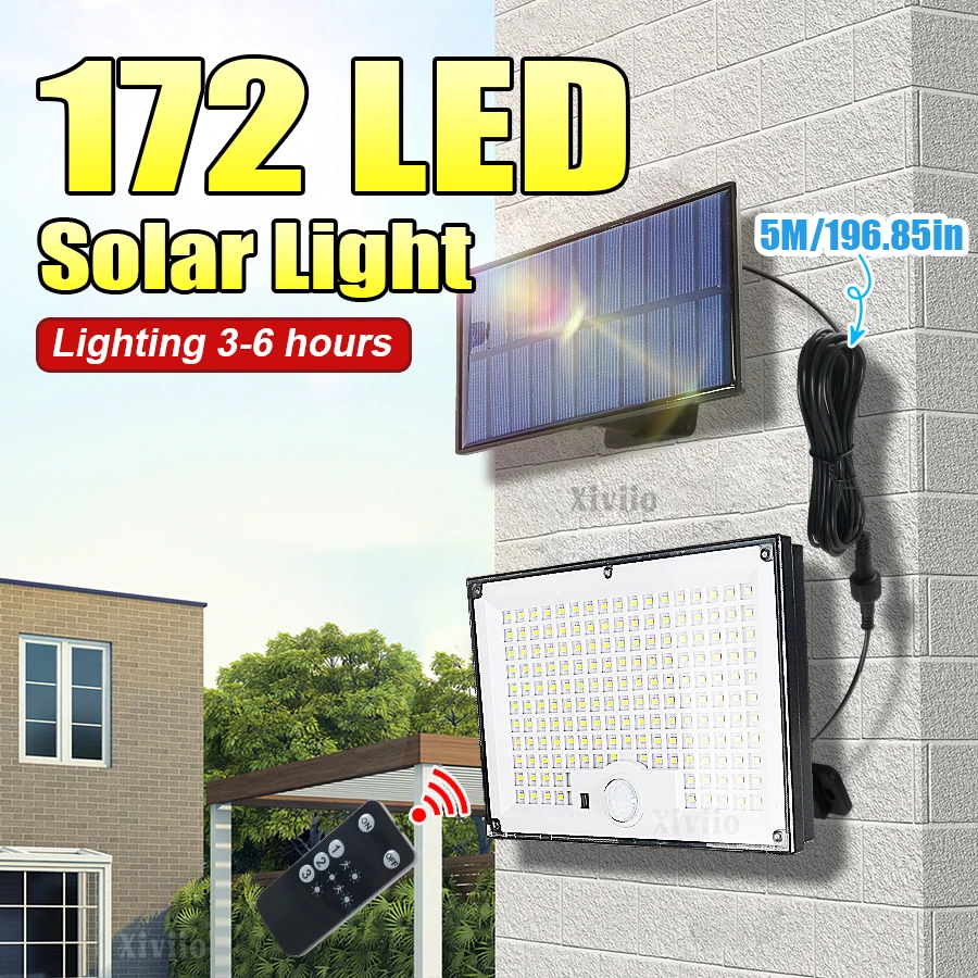 172LED Solar Light Outdoor with Sensor Remote Control Super Bright Solar Power Spotlight External Wall Lamp for Outdoor Lighting
172LED Solar Light Outdoor with Sensor Remote Control Super Bright Solar Power Spotlight External Wall Lamp for Outdoor Lighting