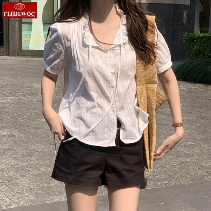 Cotton White Shirts Lace-Up Bow Tie Tops Cute Sweet Japan Girls Retro Vintage Solid Preppy Style Chic Y2K Design Blouses
Cotton White Shirts Lace-Up Bow Tie Tops Cute Sweet Japan Girls Retro Vintage Solid Preppy Style Chic Y2K Design Blouses